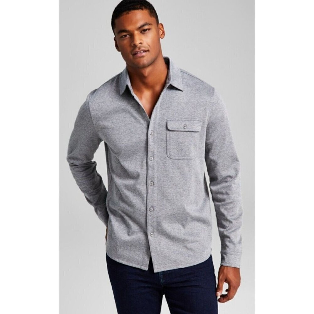 NWT And Now This Mens Gray Long Sleeve Flannel Button Up Shirt‎ Small